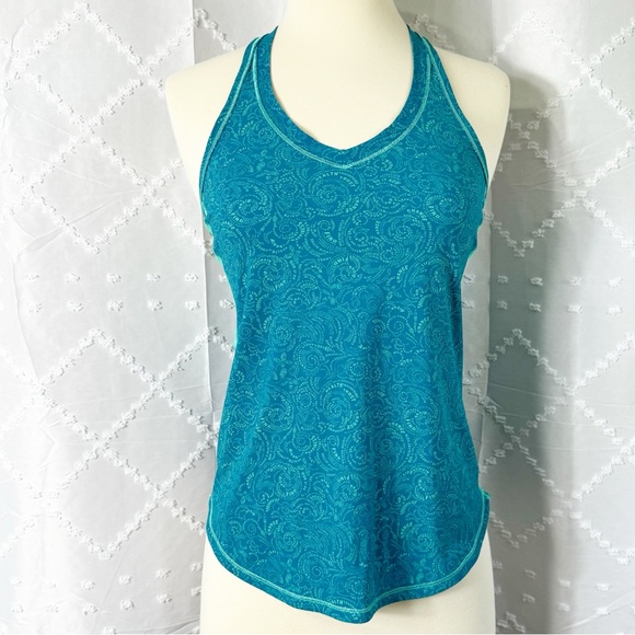 🥈 147. LULULEMON Fast Lane Singlet Tank 2 Foli Manifesto Bali Breeze Tofino Teal - Picture 2 of 7